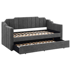 Best Furniture Outlet - Coaster - Kingston Upholstered Twin Daybed with Trundle Charcoal - 315962