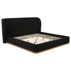 Best Furniture Outlet - Coaster - Blaire Upholstered Eastern King Wingback Platform Bed Black - 315967BLKKE