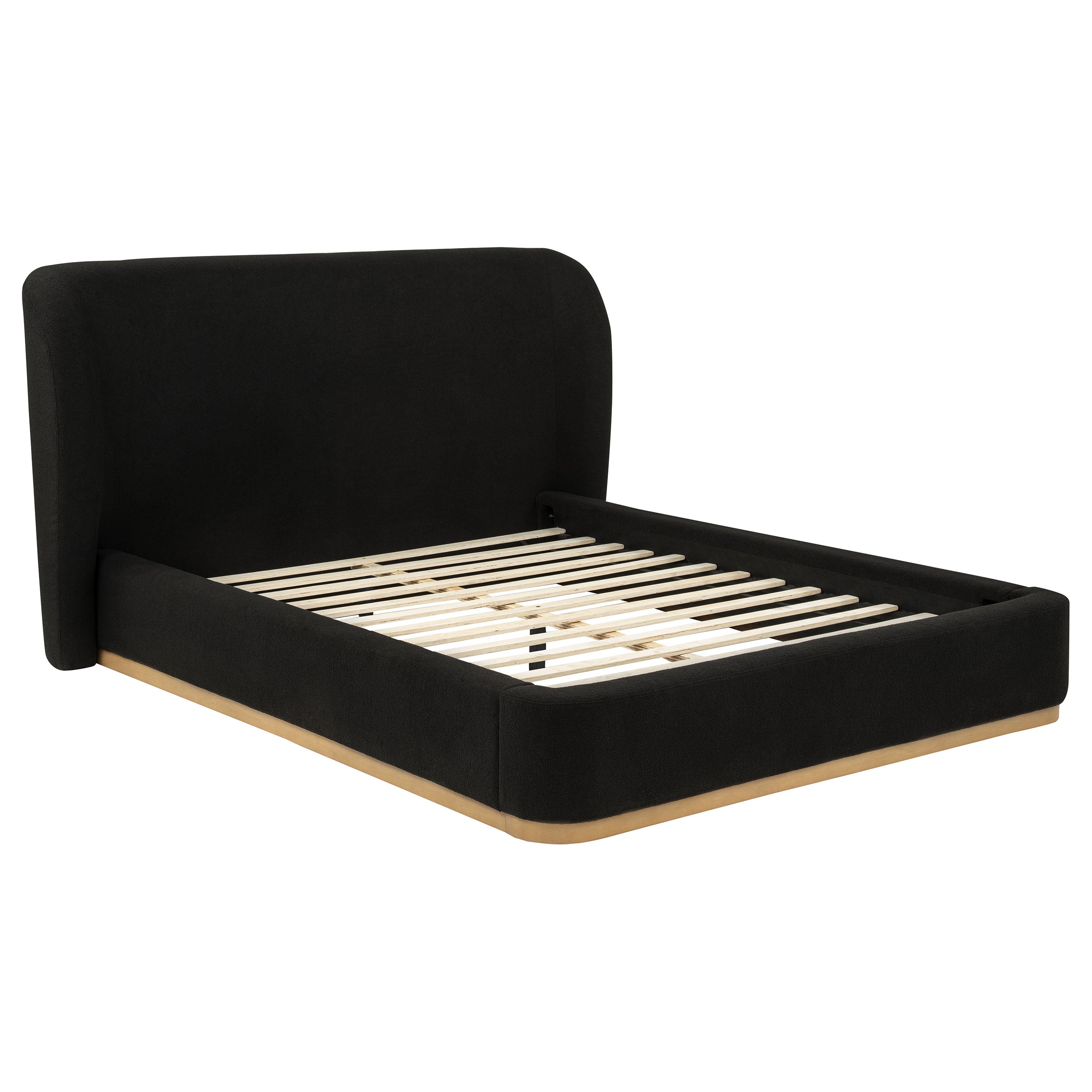 Best Furniture Outlet - Coaster - Blaire Upholstered Queen Wingback Platform Bed Black - 315967BLKQ