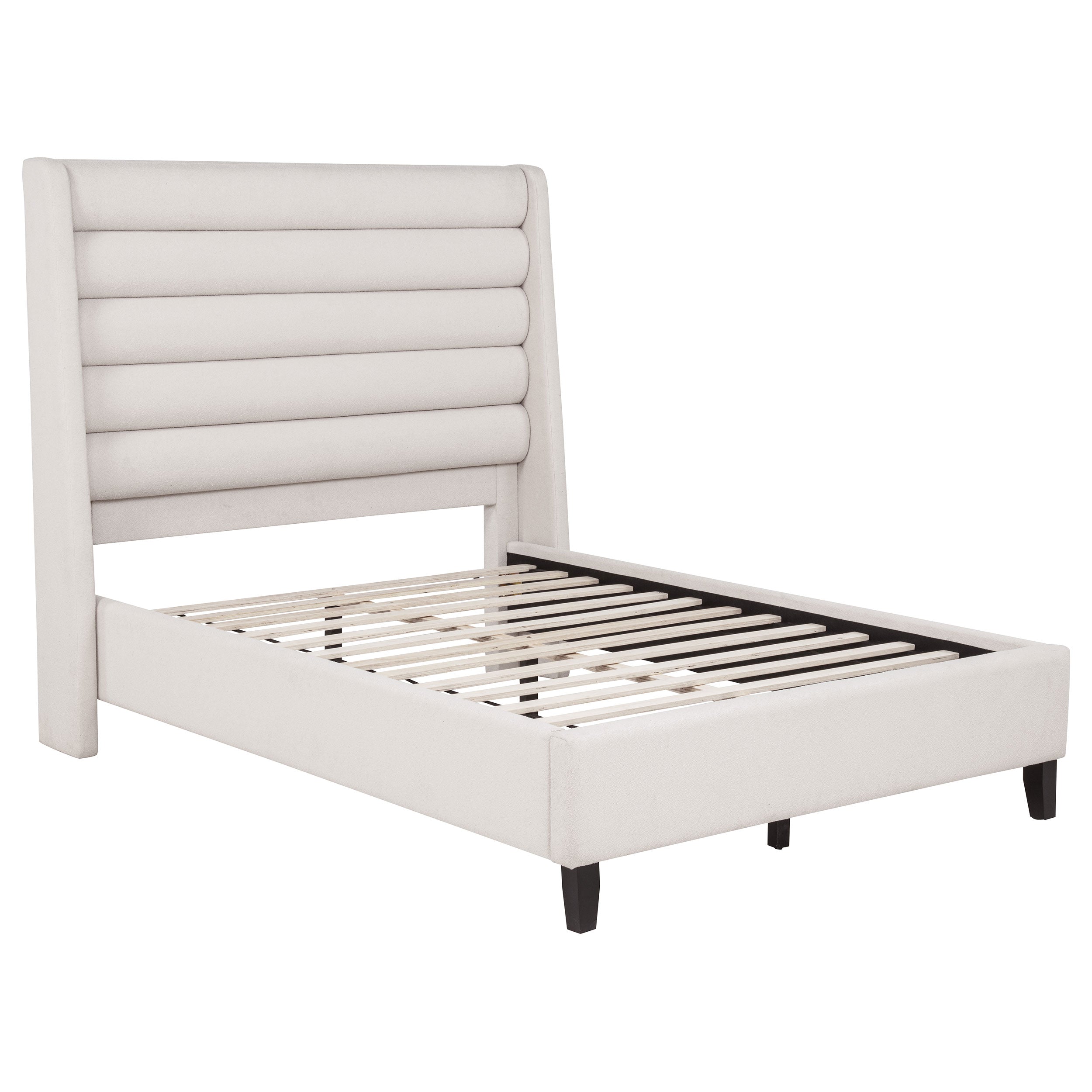 Best Furniture Outlet - Coaster - Leslie Upholstered Tufted Full Wingback Platform Bed Beige - 315983F
