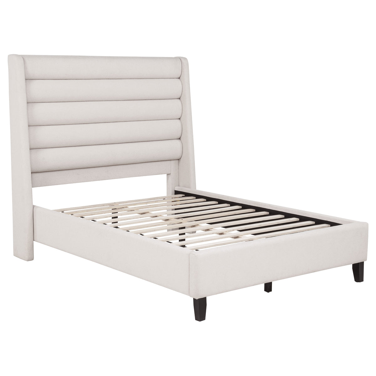 Best Furniture Outlet - Coaster - Leslie Upholstered Tufted Full Wingback Platform Bed Beige - 315983F
