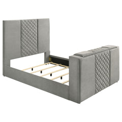 Best Furniture Outlet - Coaster - Tara 61-inch Upholstered Queen Panel TV Bed Grey - 315994Q
