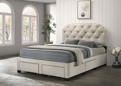 Marianna 4-drawer Upholstered Queen Storage Bed Cream