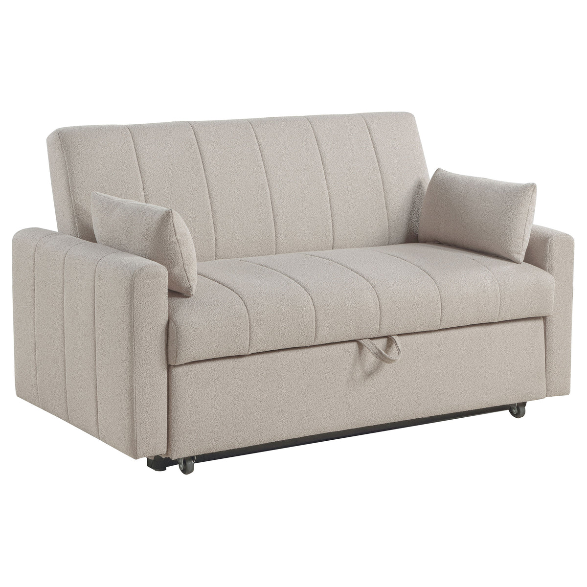 Best Furniture Outlet - Coaster - Portland Boucle Upholstered Sleeper Sofa Bed Latte - 350142