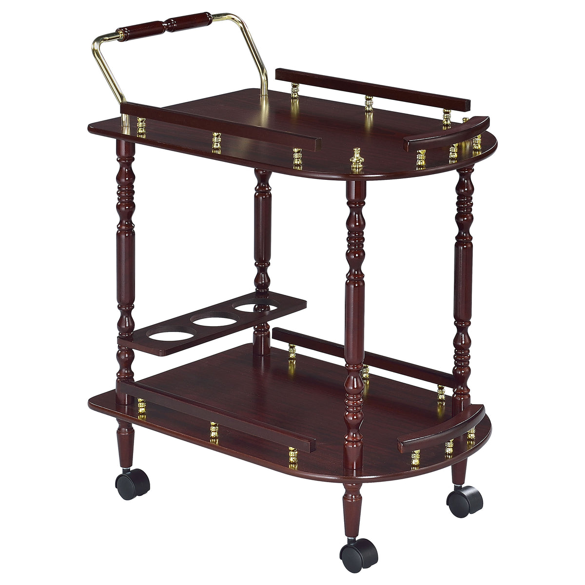 Best Furniture Outlet - Coaster - Palmer 2-tier Rectangular Wood Bar Cart Merlot - 3512