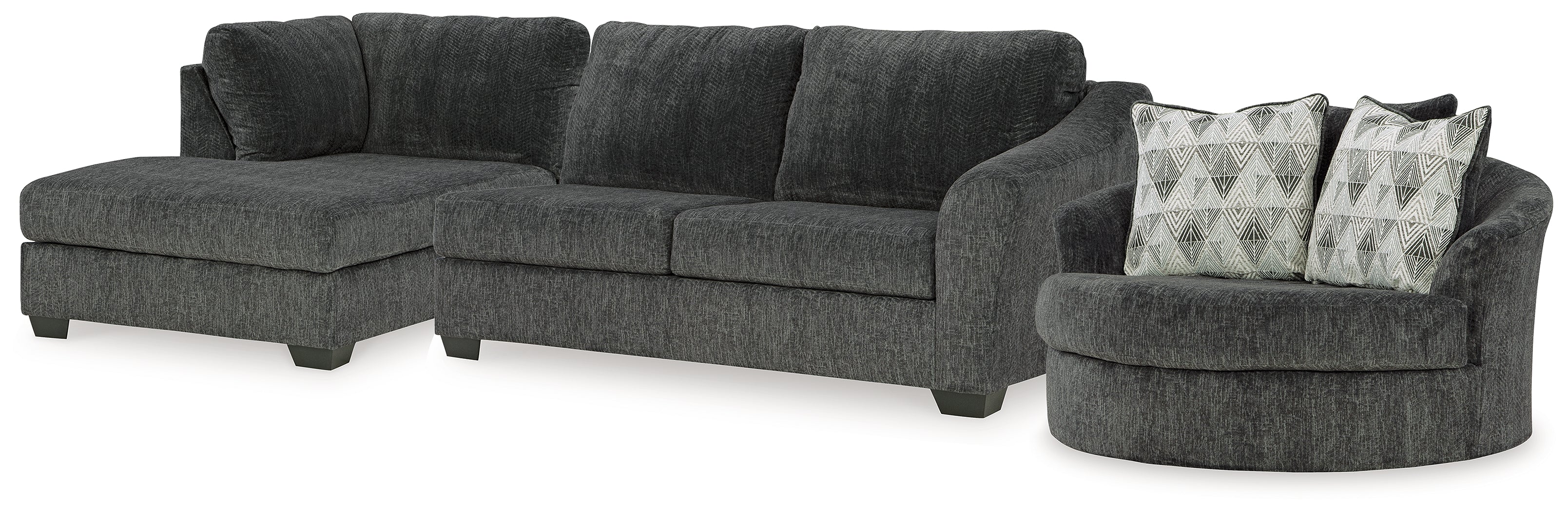 Best Furniture Outlet - Ashley Furniture - Biddeford 2-Piece Sectional and Oversized Swivel Accent Chair - 2-Piece Sectional and Oversized Swivel Accent Chair - 35504U2