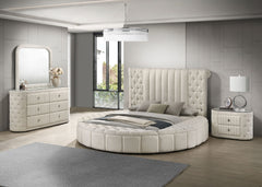 Best Furniture Outlet - Coaster - Sonya 4-piece Upholstered Queen Bedroom Set Ivory - 360111Q-S4