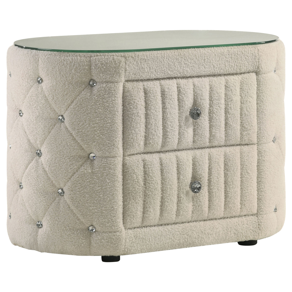 Best Furniture Outlet - Coaster - Sonya 2-drawer Upholstered Nightstand Bedside Table Ivory - 360112