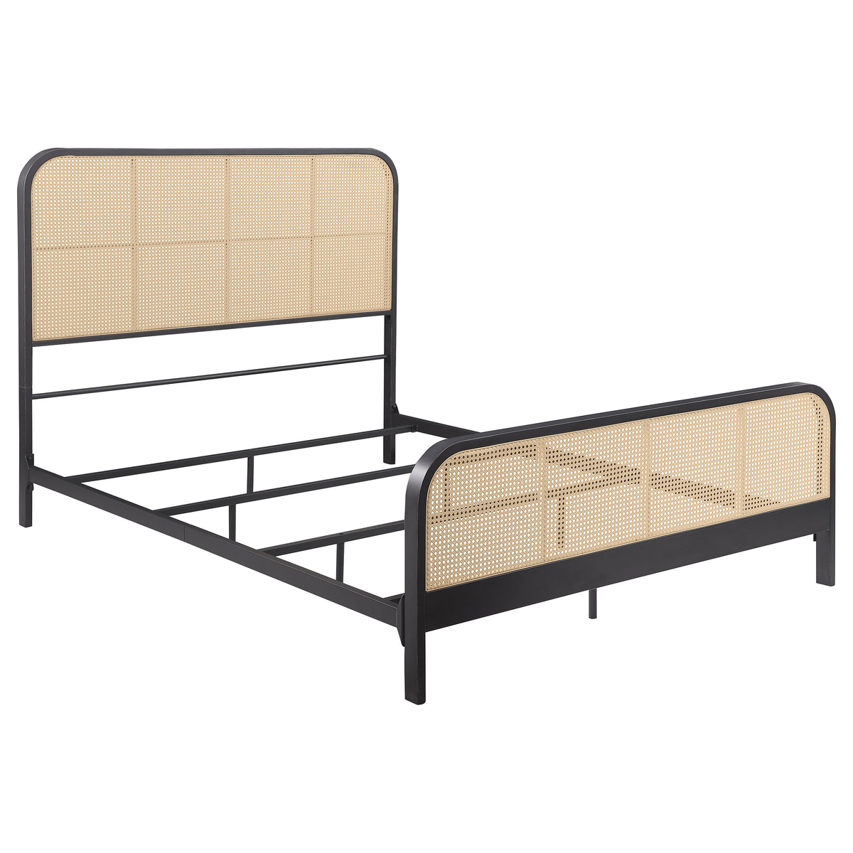 Best Furniture Outlet - Coaster - Lanewood Open Cane Webbing Metal Queen Bed Black - 360250Q
