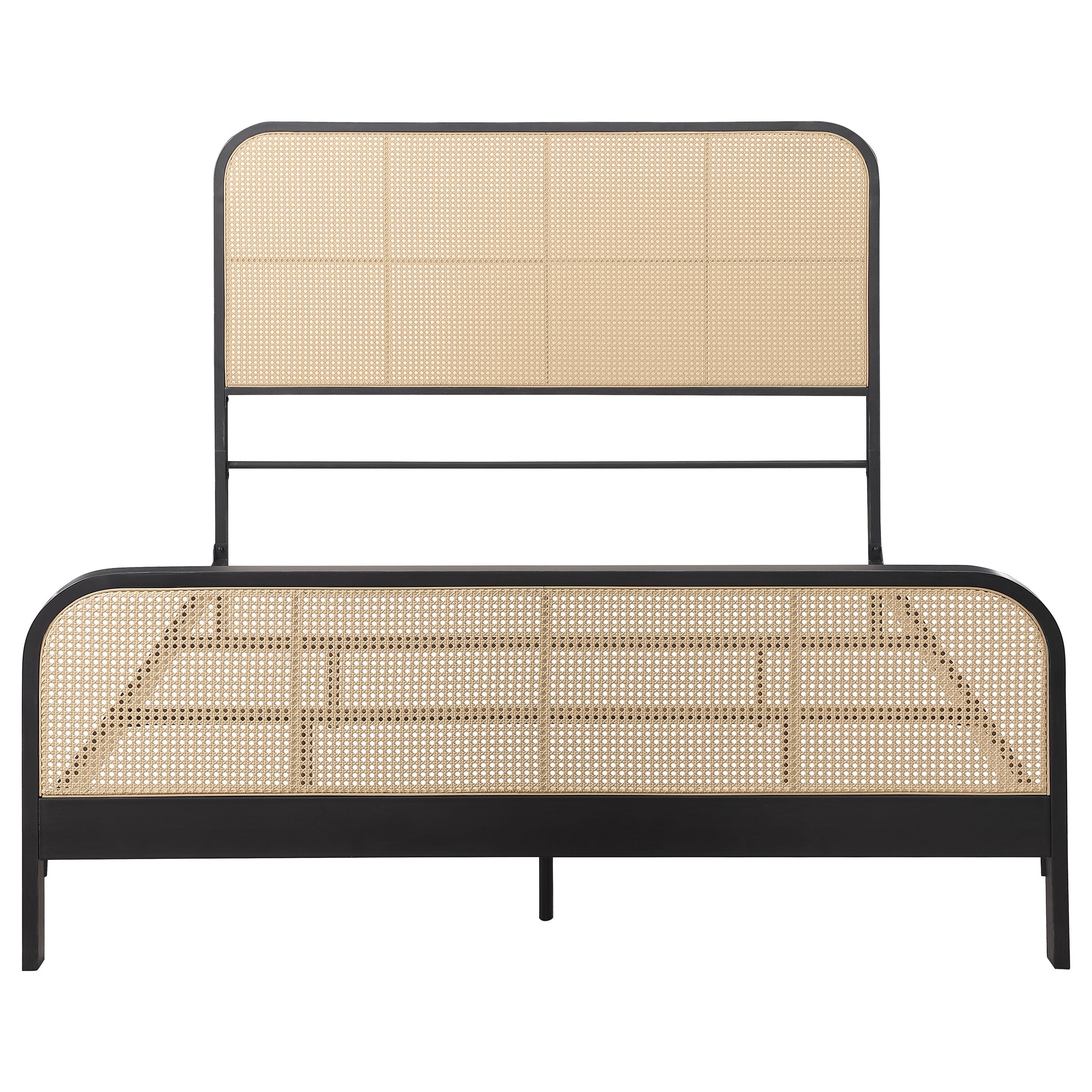 Lanewood Open Cane Webbing Metal Queen Bed Black