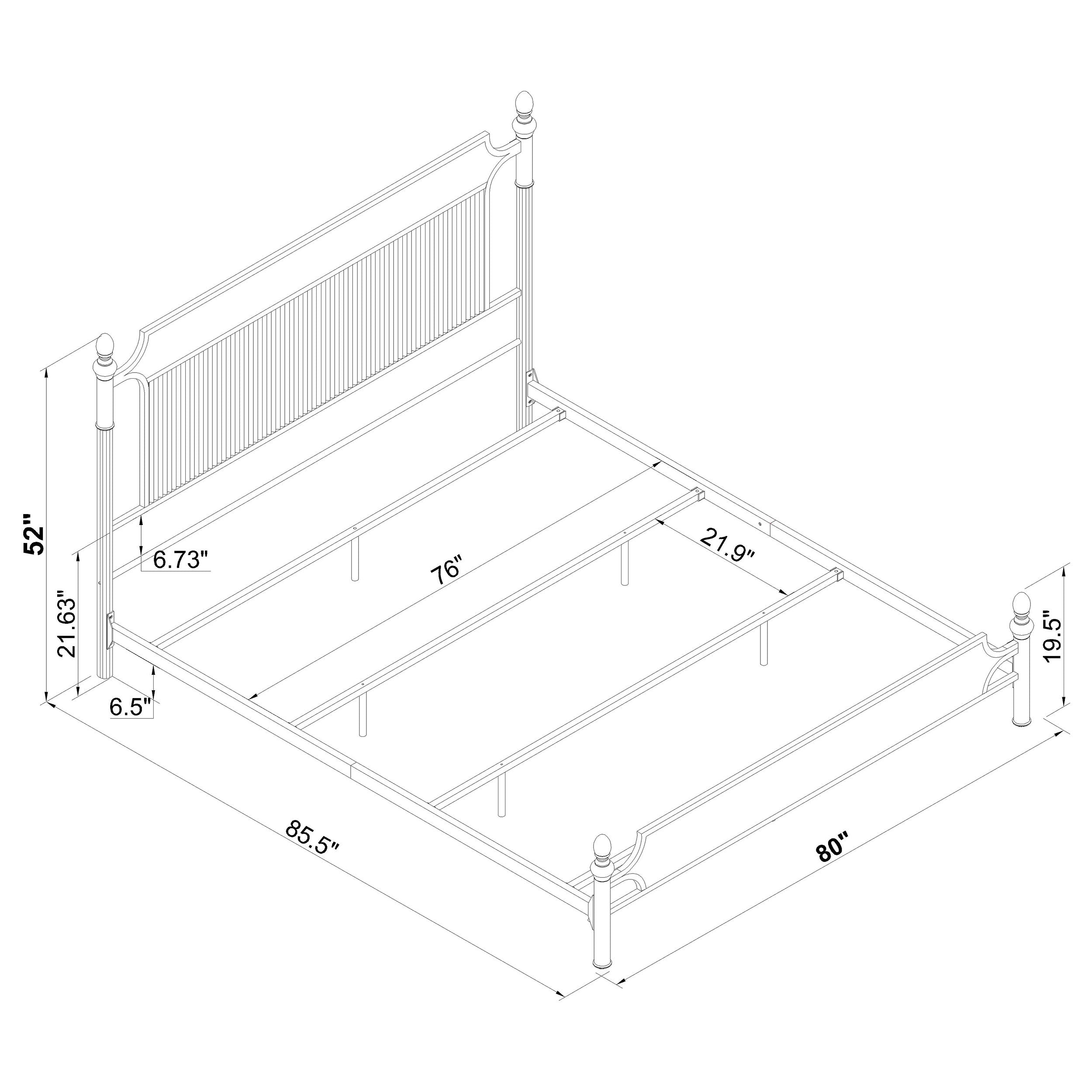 Cameron 51-inch Metal Eastern King Panel Bed Black
