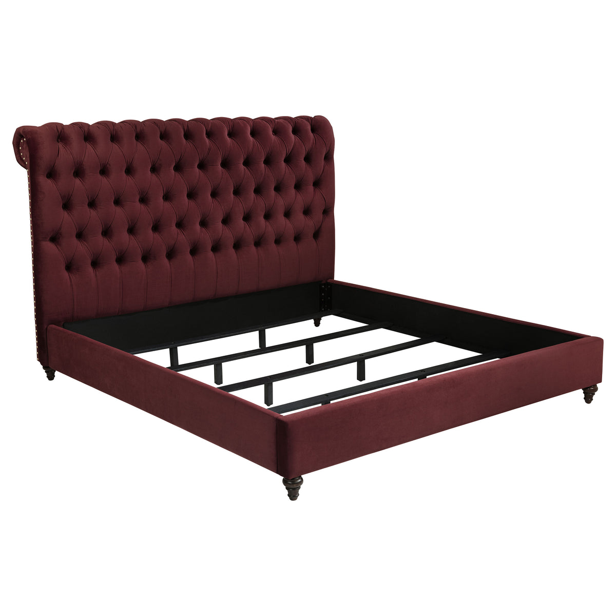 Best Furniture Outlet - Coaster - Devon 57-inch Upholstered California King Panel Bed Wine Red - 360341KW
