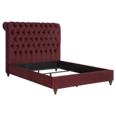 Best Furniture Outlet - Coaster - Devon 57-inch Upholstered Queen Panel Bed Wine Red - 360341Q