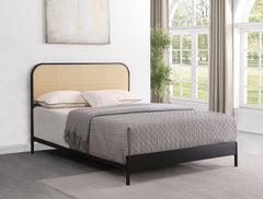 Amherst Radio Weave Rattan Metal Queen Bed Black