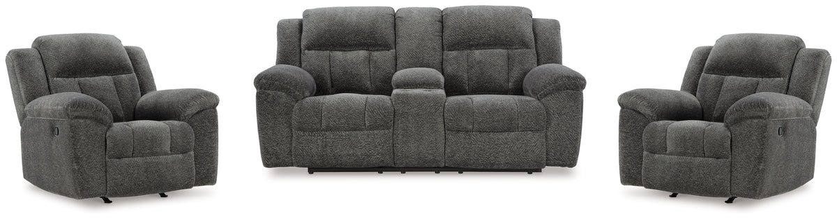 Best Furniture Outlet - Ashley Furniture - Frohn Reclining Loveseat with Console and 2 Recliners - Reclining Loveseat with Console and 2 Recliners - 37406U5