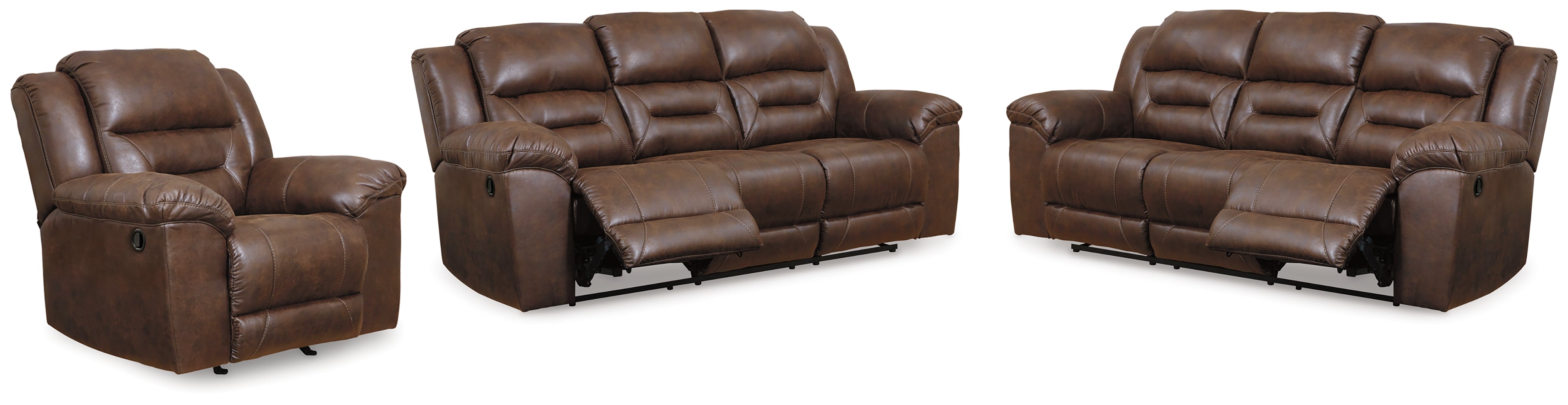 Best Furniture Outlet - Ashley Furniture - Stoneland 2 Reclining Sofas and Recliner - 2 Reclining Sofas and Recliner - 39904U8