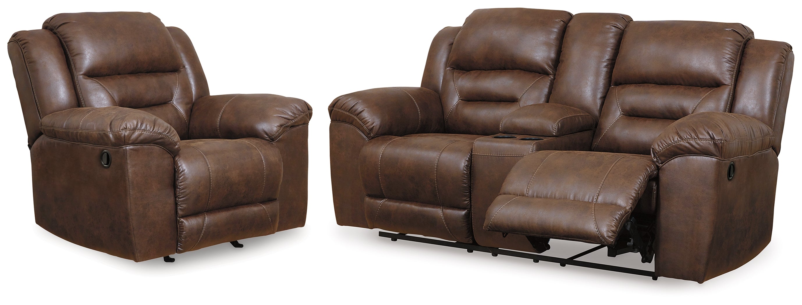 Best Furniture Outlet - Ashley Furniture - Stoneland Reclining Loveseat and Recliner - Reclining Loveseat and Recliner - 39904U5