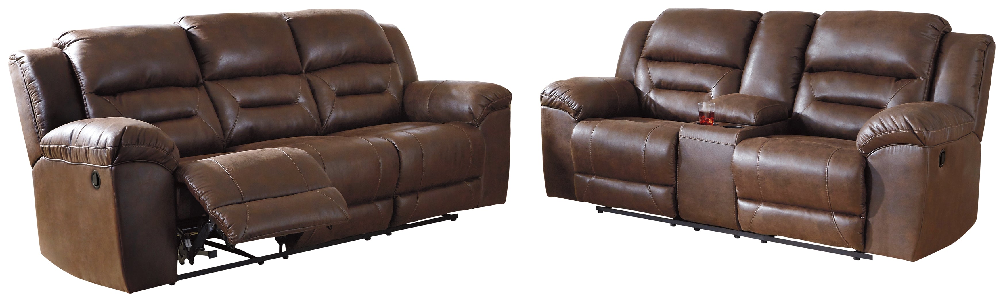 Best Furniture Outlet - Ashley Furniture - Stoneland Reclining Sofa and Loveseat - Reclining Sofa and Loveseat / Chocolate - 39904U1