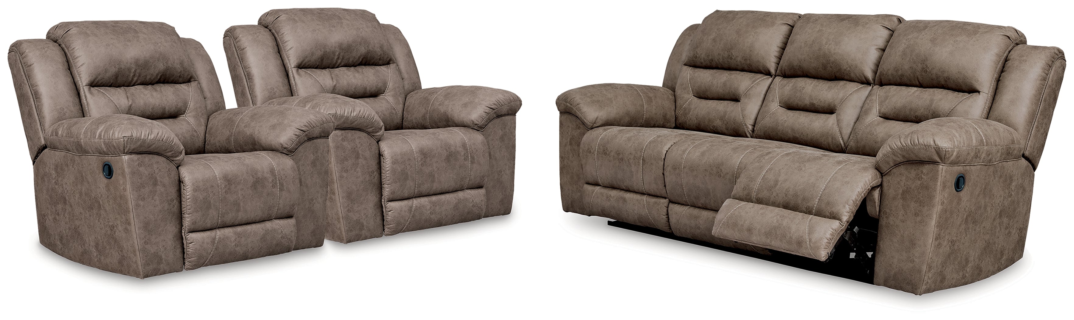Best Furniture Outlet - Ashley Furniture - Stoneland Reclining Sofa and 2 Recliners - Reclining Sofa and 2 Recliners - 39905U8