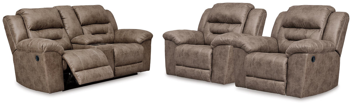 Best Furniture Outlet - Ashley Furniture - Stoneland Reclining Loveseat and 2 Recliners - Reclining Loveseat and 2 Recliners - 39905U13
