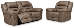 Best Furniture Outlet - Ashley Furniture - Stoneland Reclining Loveseat and Power Recliner - Reclining Loveseat and Power Recliner - 39905U2