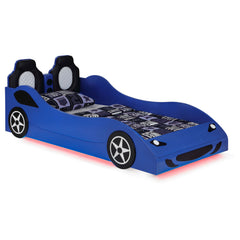 Best Furniture Outlet - Coaster - Cruiser Wood Twin LED Race Car Bed and 7-inch Mattress Blue - 400478-SM