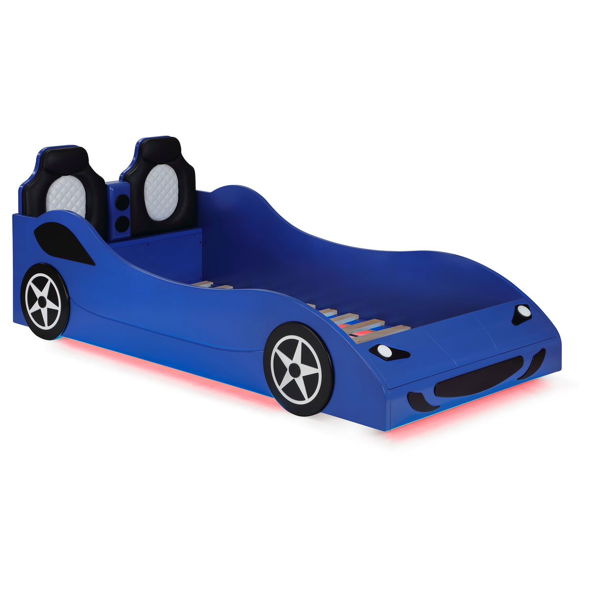 Best Furniture Outlet - Coaster - Cruiser Wood Twin LED Race Car Bed Blue - 400478