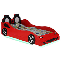 Best Furniture Outlet - Coaster - Cruiser Wood Twin LED Race Car Bed and 7-inch Mattress Red - 400479-SM