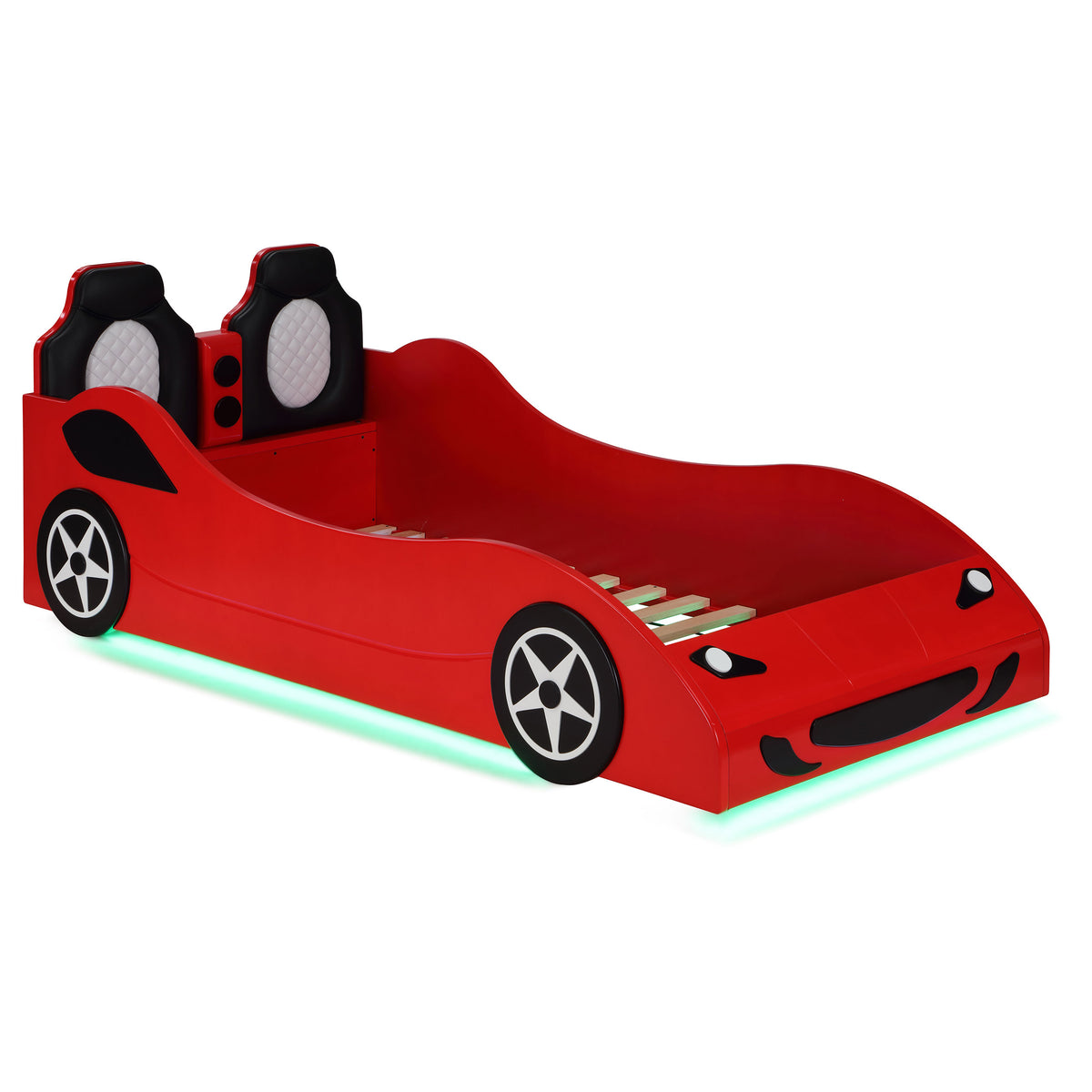 Best Furniture Outlet - Coaster - Cruiser Wood Twin LED Race Car Bed Red - 400479