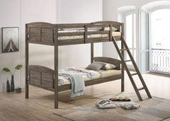 Best Furniture Outlet - Coaster - Flynn Wood Twin Over Twin Bunk Bed with Mattress Weathered Brown - 400808-SM