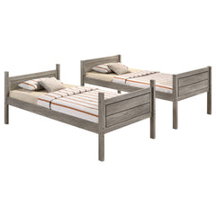 Ryder Wood Twin Over Full Bunk Bed with Mattress Weathered Taupe