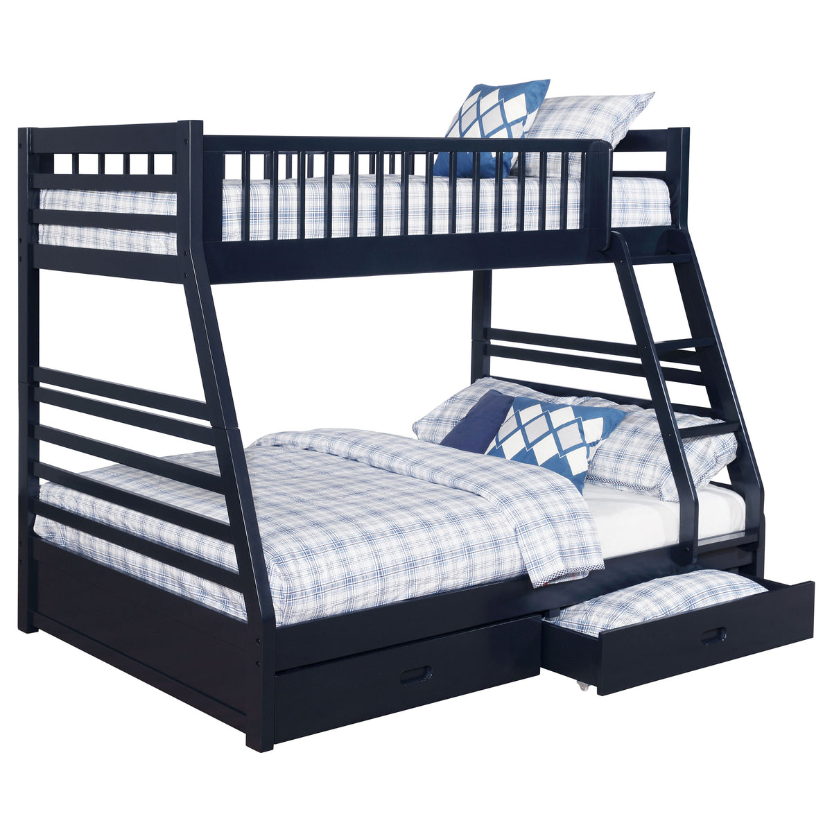 Best Furniture Outlet - Coaster - Ashton 2-drawer Wood Twin Over Full Bunk Bed Navy Blue - 460181