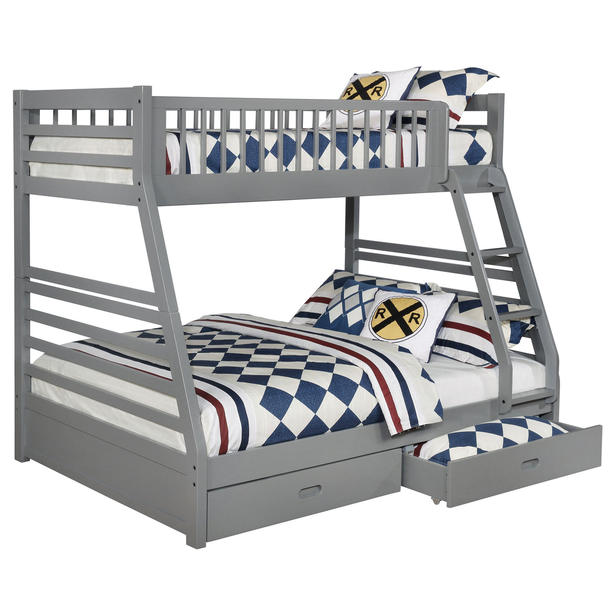 Best Furniture Outlet - Coaster - Ashton 2-drawer Wood Twin Over Full Bunk Bed Grey - 460182