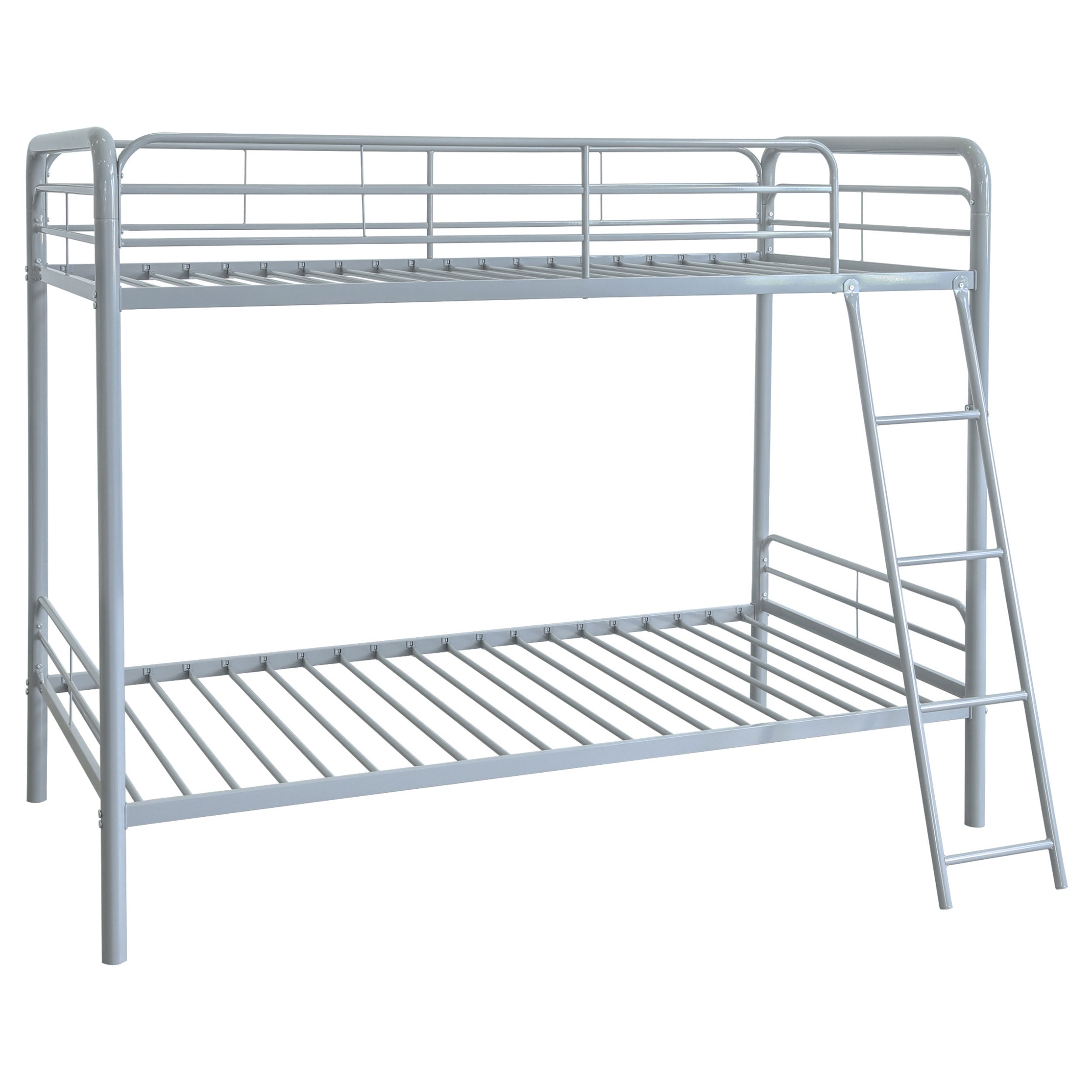 Best Furniture Outlet - Coaster - Carson Metal Twin Over Twin Bunk Bed Glossy Silver - 460334SVR