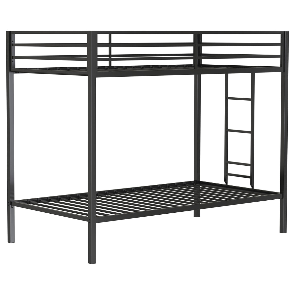 Best Furniture Outlet - Coaster - Alevera Metal Twin Over Twin Bunk Bed with Ladder Black - 460361BLK