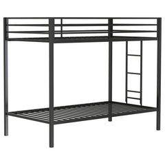Best Furniture Outlet - Coaster - Alevera Metal Twin Over Twin Bunk Bed with Ladder Black - 460361BLK
