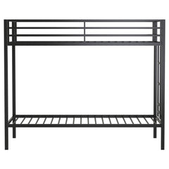 Alevera Metal Twin Over Twin Bunk Bed with Ladder Black