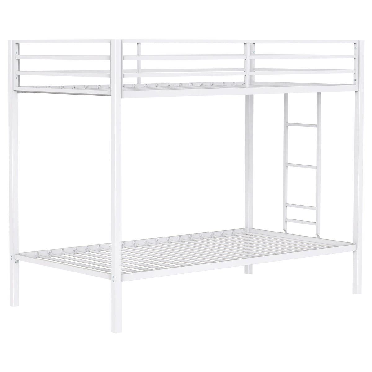 Best Furniture Outlet - Coaster - Alevera Metal Twin Over Twin Bunk Bed with Ladder White - 460361WHT