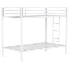 Best Furniture Outlet - Coaster - Alevera Metal Twin Over Twin Bunk Bed with Ladder White - 460361WHT