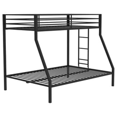 Best Furniture Outlet - Coaster - Alevera Metal Twin Over Full Bunk Bed with Ladder Black - 460365BLK