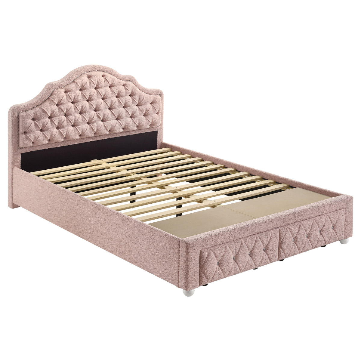 Best Furniture Outlet - Coaster - Ashleigh 44-inch Upholstered Full Storage Platform Bed Pink - 460540F