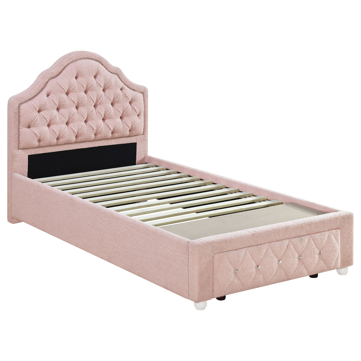 Best Furniture Outlet - Coaster - Ashleigh 44-inch Upholstered Twin Storage Platform Bed Pink - 460540T