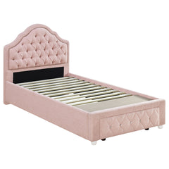 Best Furniture Outlet - Coaster - Ashleigh 44-inch Upholstered Twin Storage Platform Bed Pink - 460540T