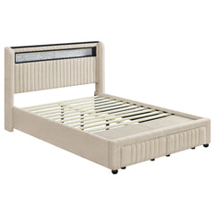 Best Furniture Outlet - Coaster - Madison Upholstered LED Full Storage Platform Bed Cream - 460550F