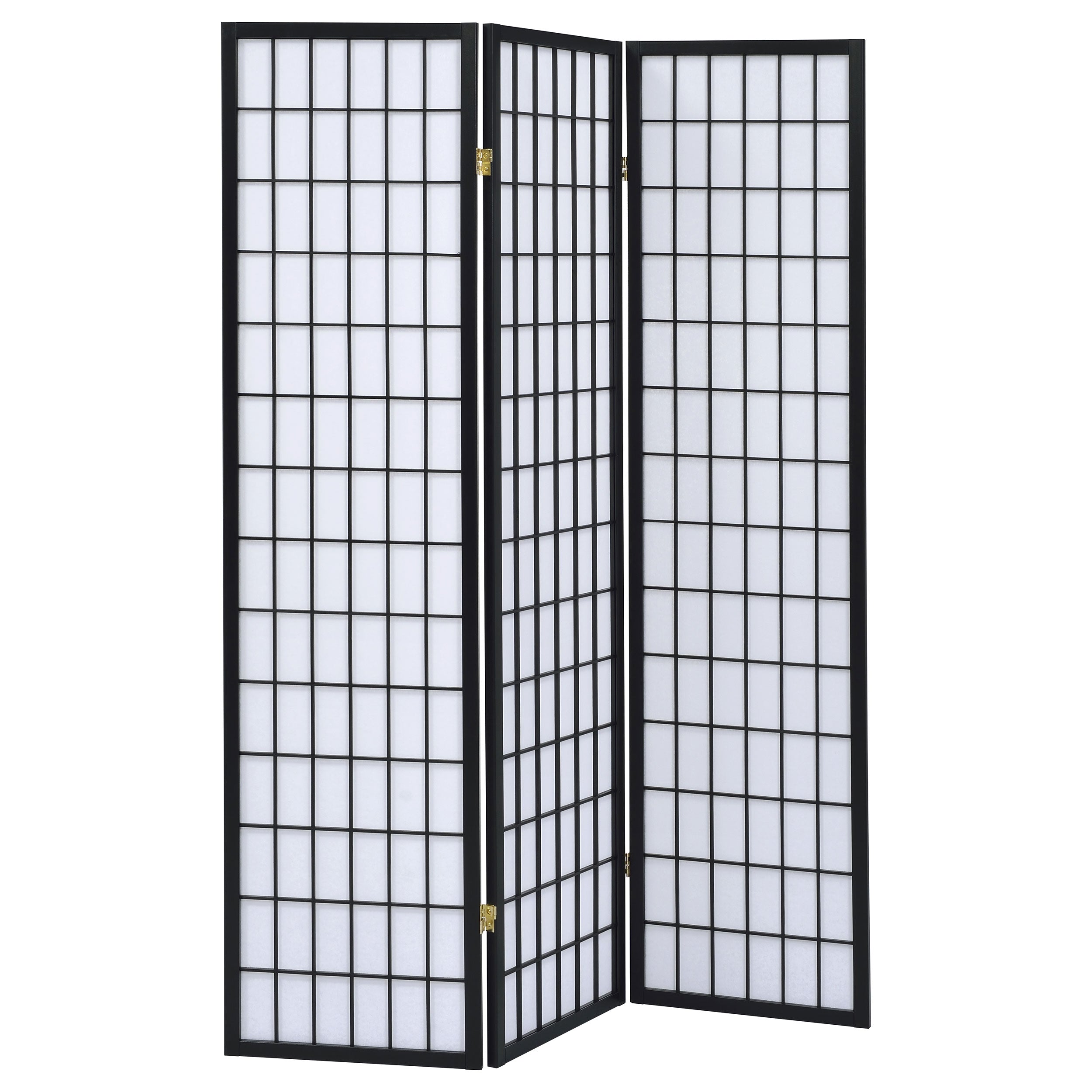 Best Furniture Outlet - Coaster - Carrie 3-Panel Room Divider Folding Shoji Screen Black - 4622