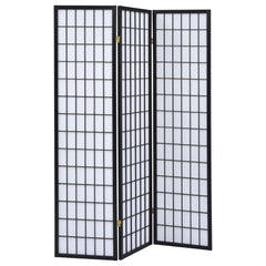 Best Furniture Outlet - Coaster - Carrie 3-Panel Room Divider Folding Shoji Screen Black - 4622
