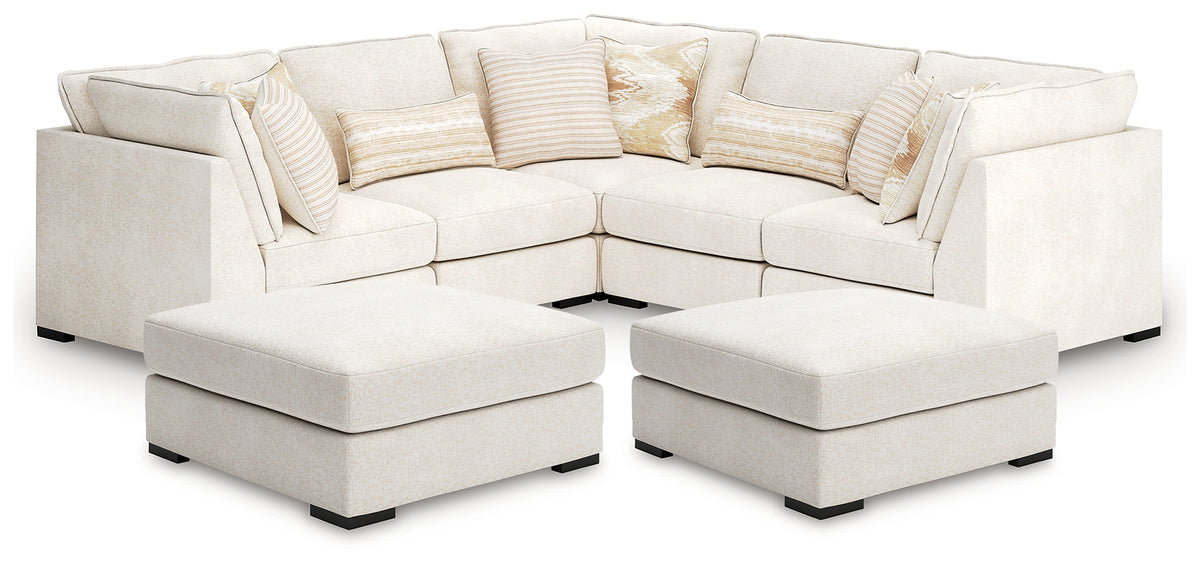 Best Furniture Outlet - Ashley Furniture - Donelson Creek 5-Piece Sectional and 2 Oversized Ottomans - 5-Piece Sectional and 2 Oversized Ottomans - 48002U4