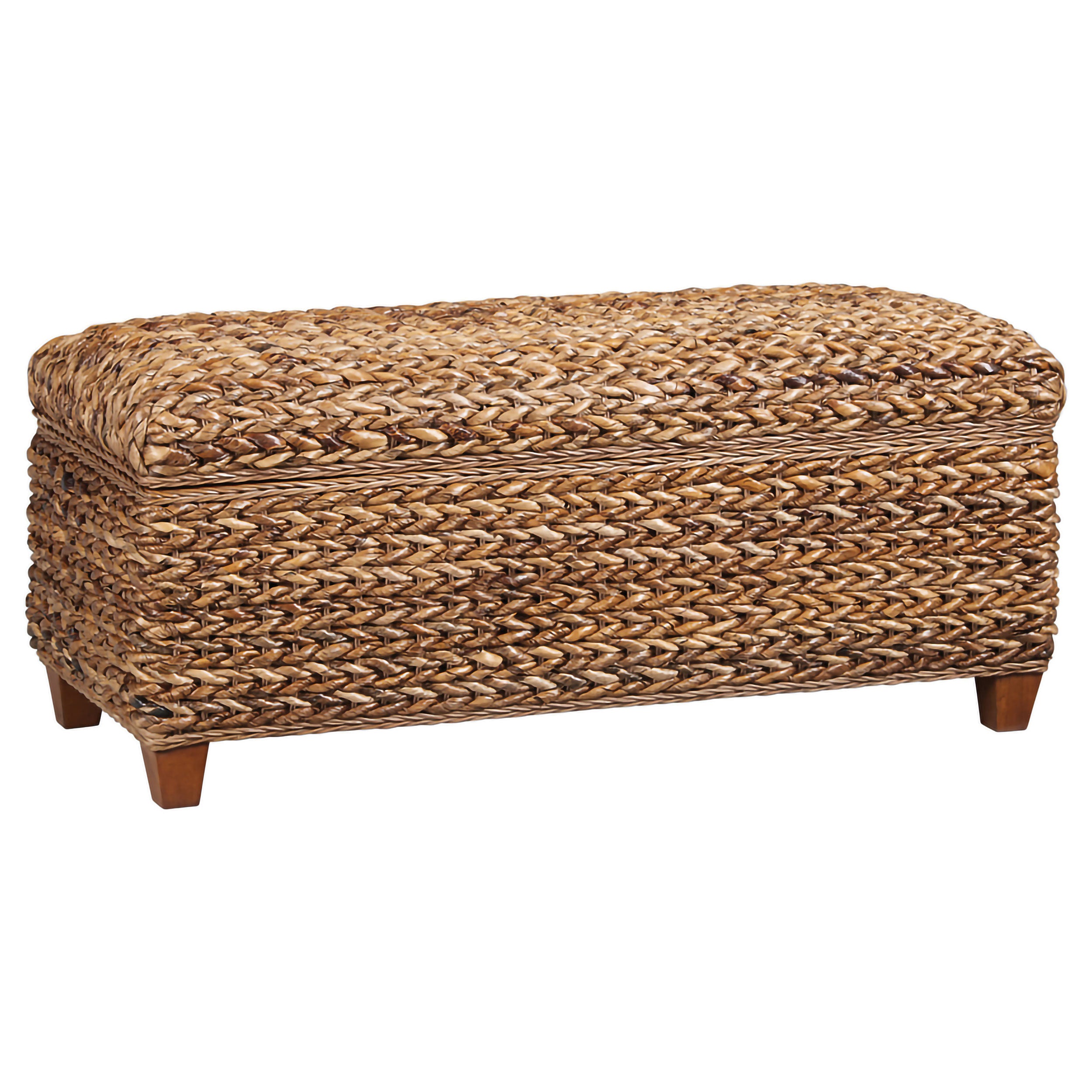 Best Furniture Outlet - Coaster - Laughton Hand-Woven Banana Leaf Storage Bench Amber - 500215