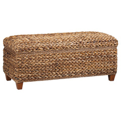 Best Furniture Outlet - Coaster - Laughton Hand-Woven Banana Leaf Storage Bench Amber - 500215