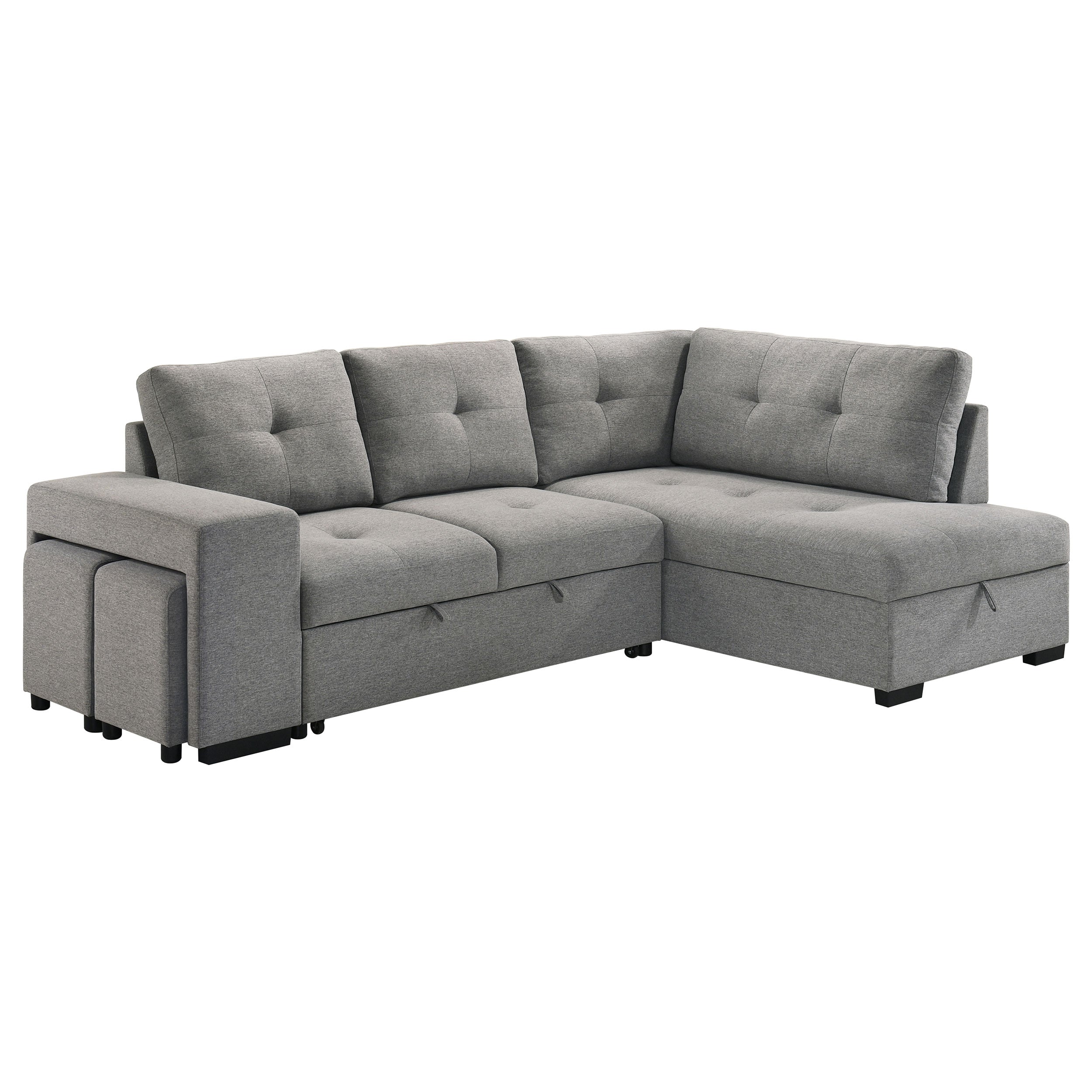 Best Furniture Outlet - Coaster - Roanne Fabric Upholstered Sleeper Sectional Sofa Grey - 500347